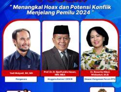 Prof. Dr. Sjarifuddin Hasan, MM. MBA. (Anggota Komisi 1 DPR RI) hadiri webinar Forum Diskusi Publik yang digelar Kominfo RI dengan tema “Menangkal Hoax dan Potensi Konflik Menjelang Pemilu 2024”