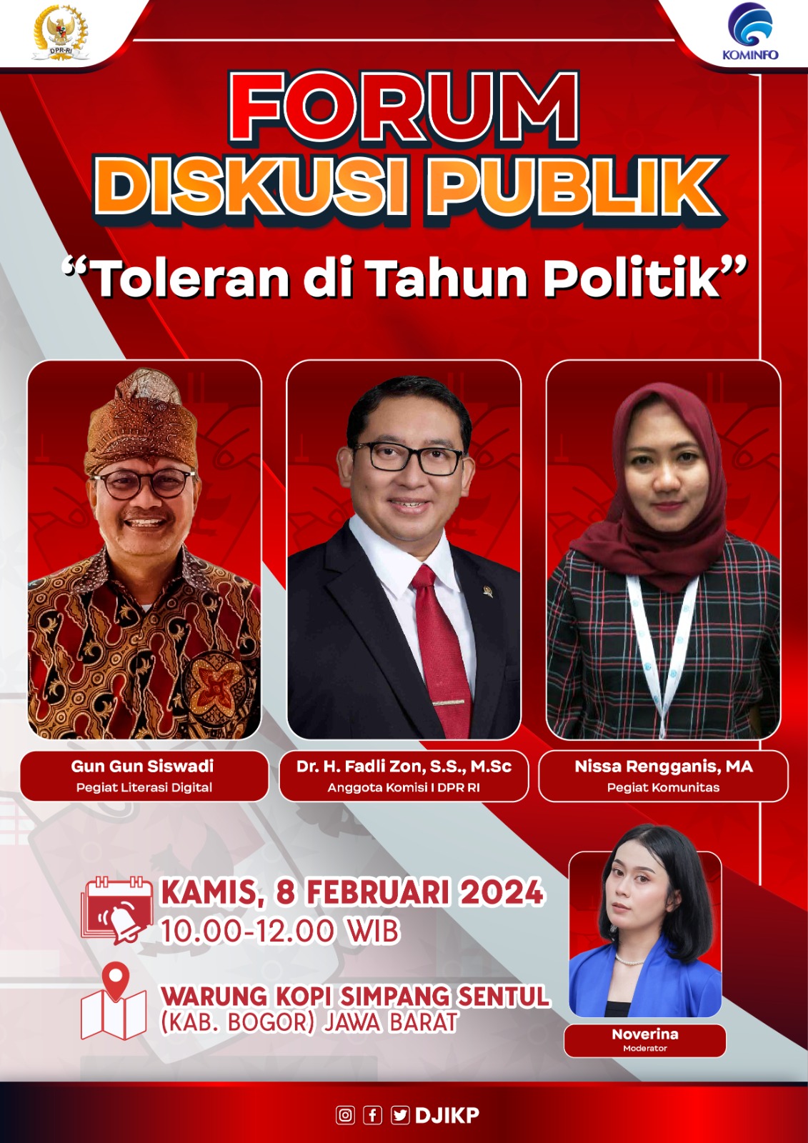 Dr. H. Fadli Zon, S.S., M.Sc. (Anggota Komisi 1 DPR RI) hadiri webinar  Forum Diskusi Publik yang digelar Kominfo RI dengan tema “Toleran di Tahun  Politik” - Portal Berita Jendelakaba