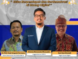 Kresna Dewanata Phrosakh (Anggota Komisi 1 DPR RI)hadiri webinar Forum Diskusi Publik yang digelar Kominfo RI dengan tema “Etika Berpendapat dan Berdemokrasi di Ruang Digital”