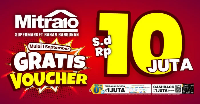 Mitra10 Bagi Voucher Gratis Hingga Rp 10 Juta, Bikin Renovasi Murah