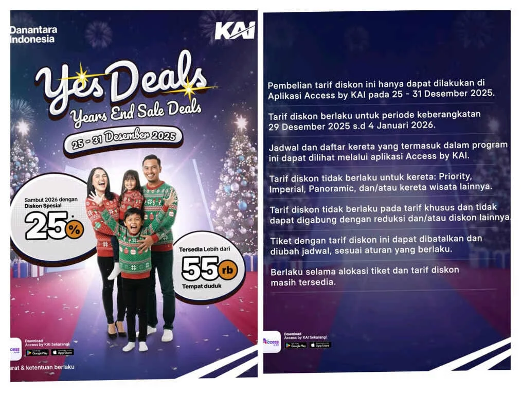 Libur Akhir Tahun Lebih Hemat, KAI Daop 7 Madiun Beri Diskon 25% Kelas Eksekutif hingga Rp390 Ribuan