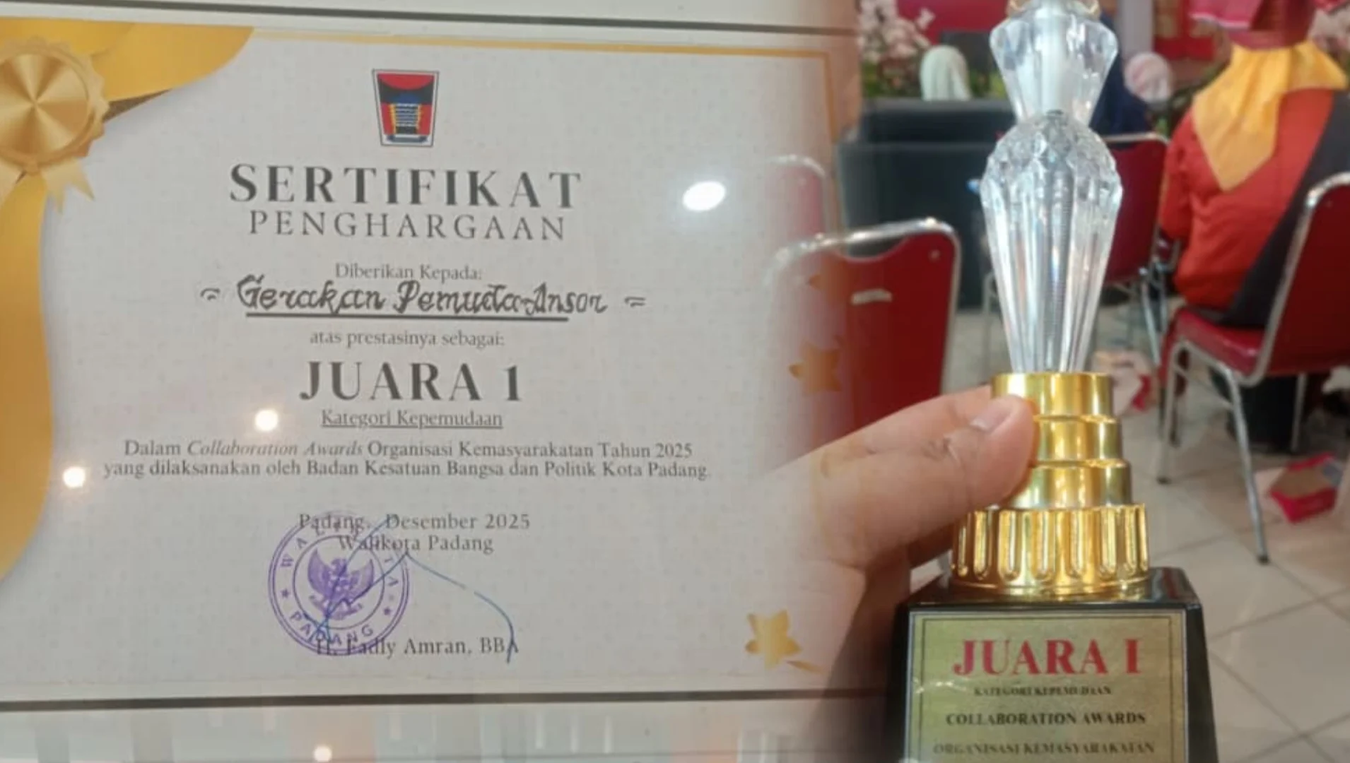 Raih Pengahragaan Collaboration Award 2025 Kota Padang
