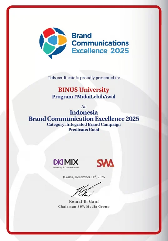 Brand Communication BINUS University Raih Penghargaan Indonesia Brand Communication Excellence 2025