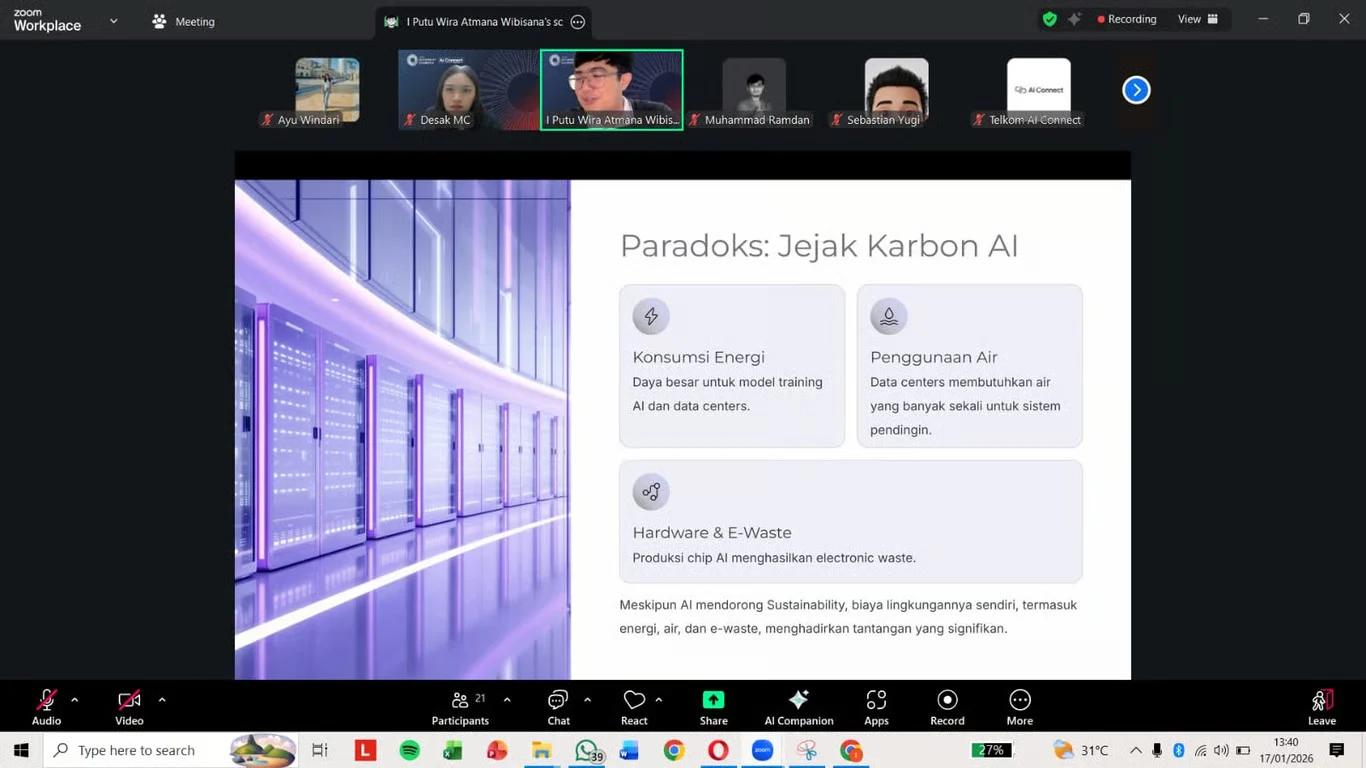 Telkom AI Center Bali Gelar AI Connect Online Series Bahas Peran AI dalam Keberlanjutan Lingkungan dan Transformasi Digital
