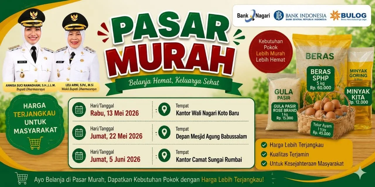 Pemkab Dharmasraya Akan Gelar Pasar Murah di Tiga Lokasi