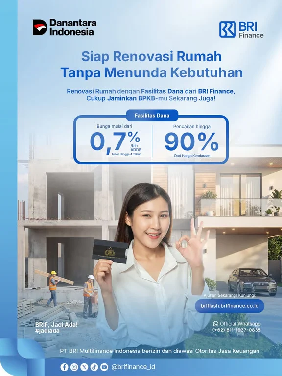 Renovasi Rumah Jadi Kebutuhan, BRI Finance Permudah Akses Dana Tunai Berbasis BPKB