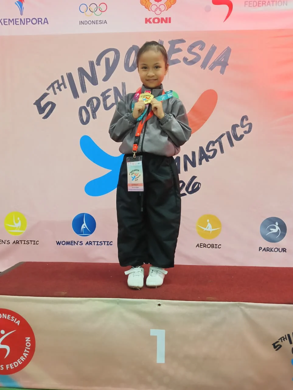 Atlet Gimnastik Muda Payakumbuh Alesha Alicia Novea Raih Emas di Gymnastics Indonesia Open 2026